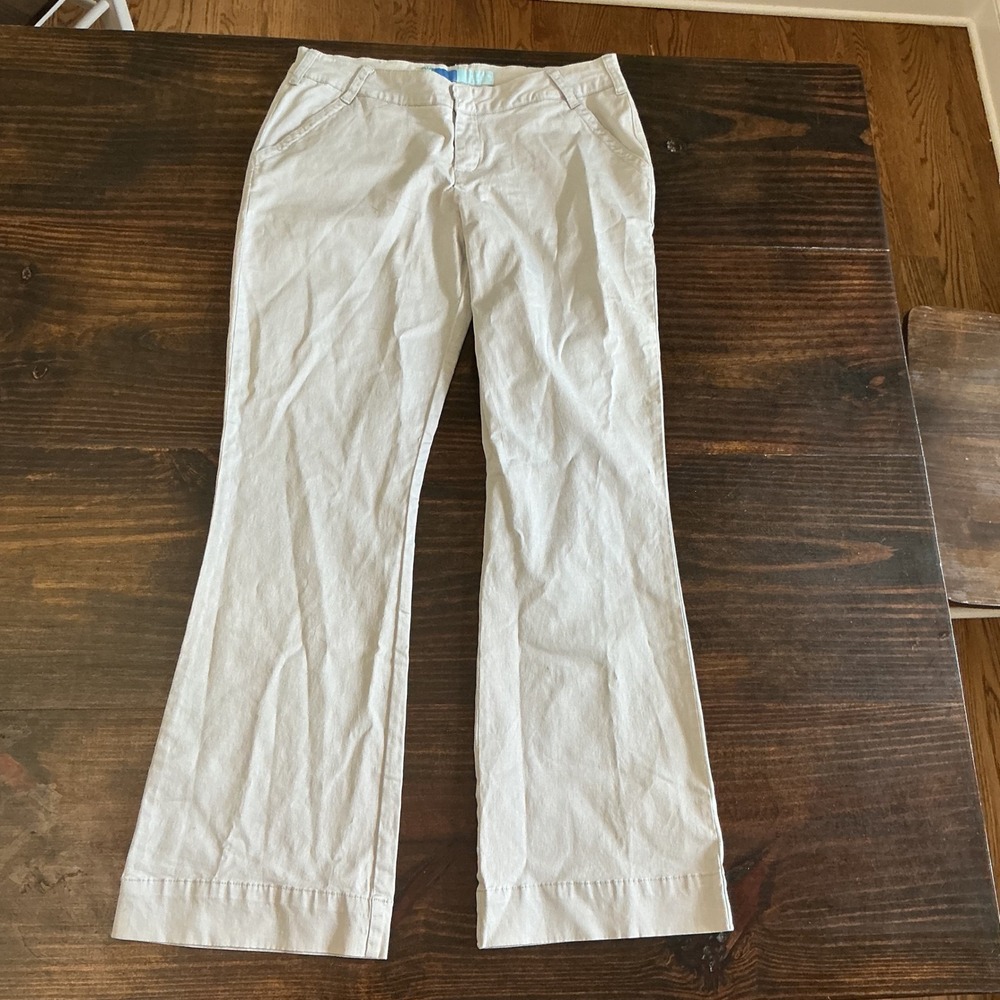 Vintage Delia's Women Khaki Flare Leg Pants Y2K Low Rise Tan Cotton Twill 13/14